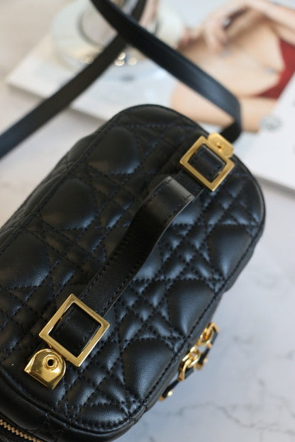 DIOR SMALL TRAVEL VANITY CASE BLACK LAMBSKIN